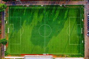 Soccer players in formation