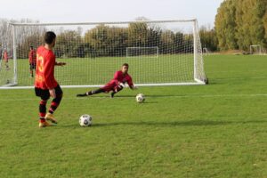 Soccer goalkeeper making a save